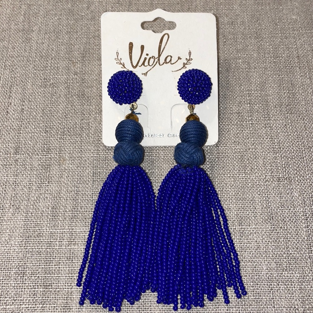 Royal Blue Seed Bead Earrings